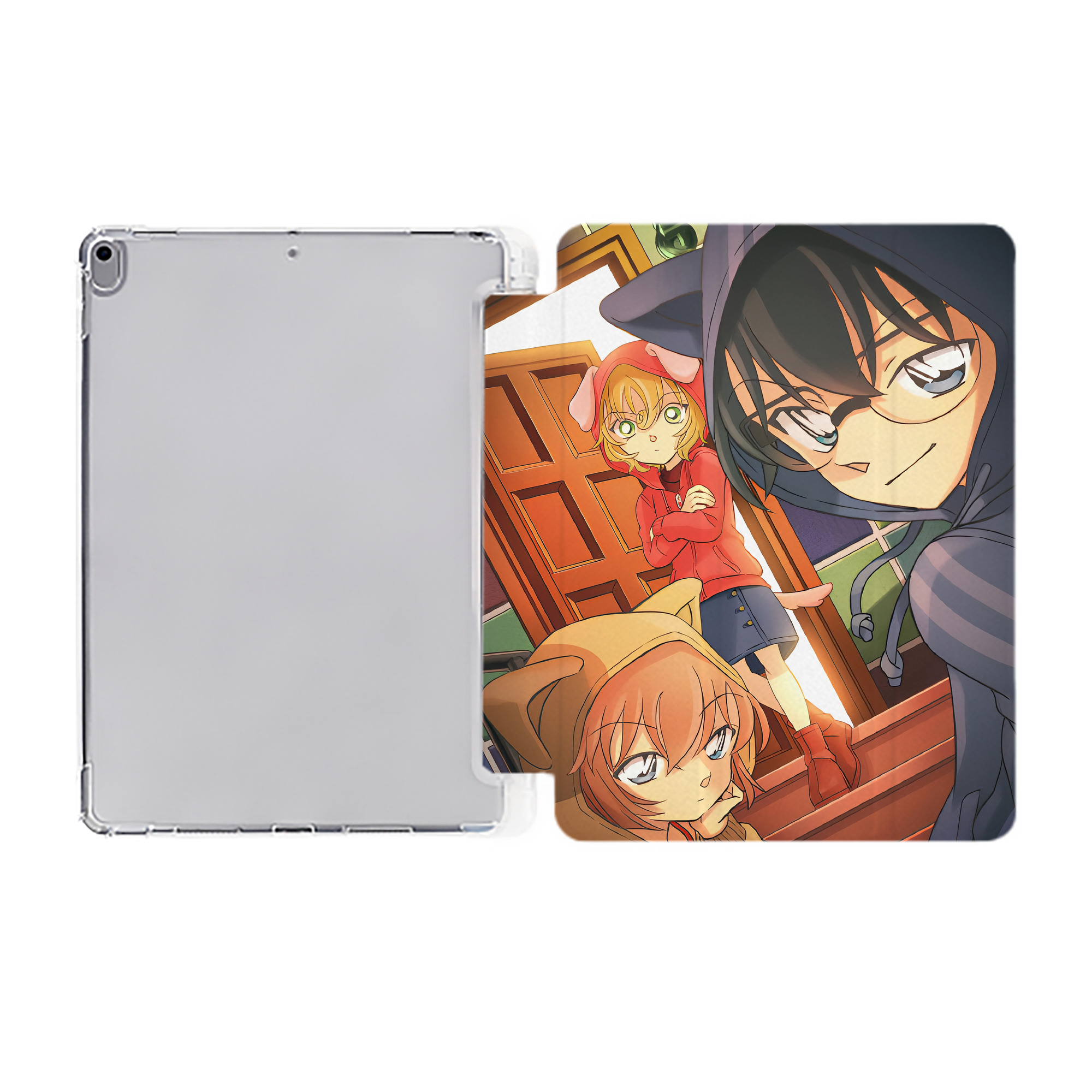 （画像用） 名探偵コナン Detective Conan IPad ケース ペン収納付き 三つ折りスタンド PUレザー×シリコン 対応機種9.5/10.5/10.9インチ